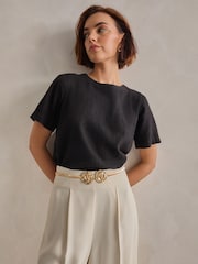 Gold Corsage Flower Skinny Stretch Belt - Image 2 of 5