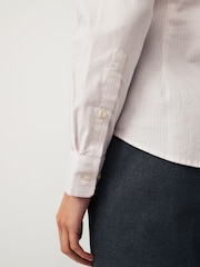 GANT Light Pink Fitted Stretch Oxford Striped Shirt - Image 6 of 8