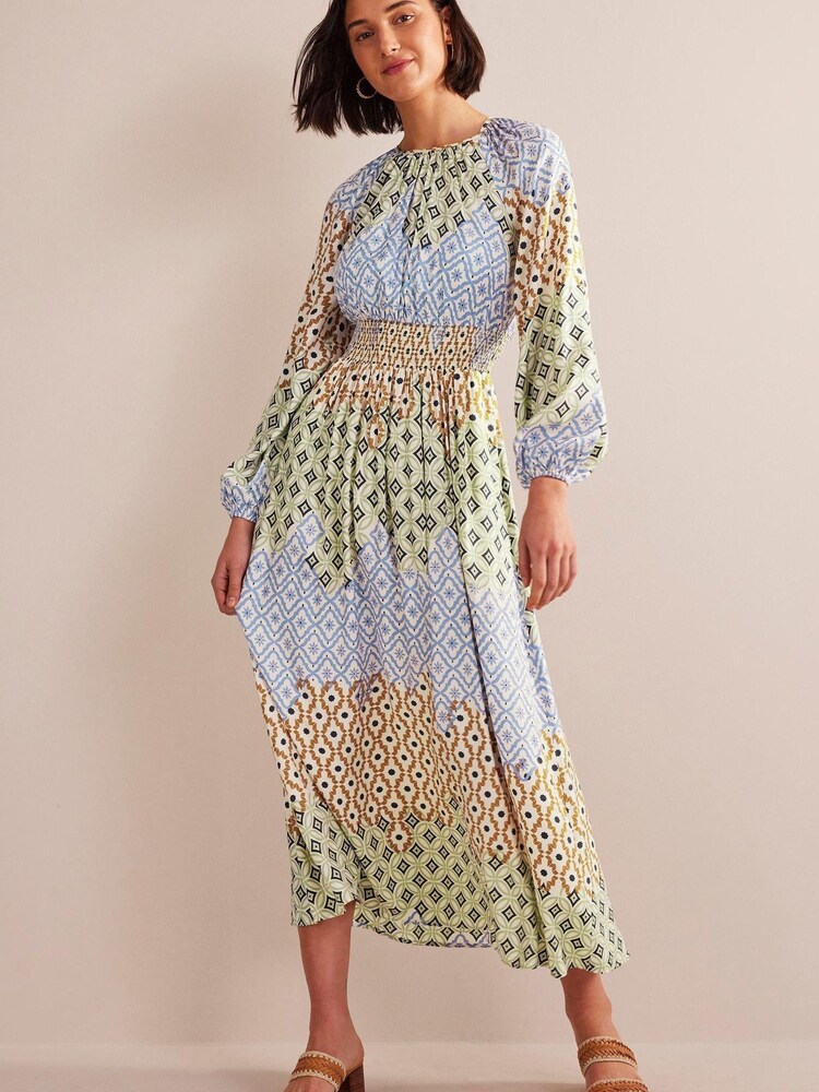 Boden Blue Smocked Waist Raglan Maxi Dress - Image 1 of 5