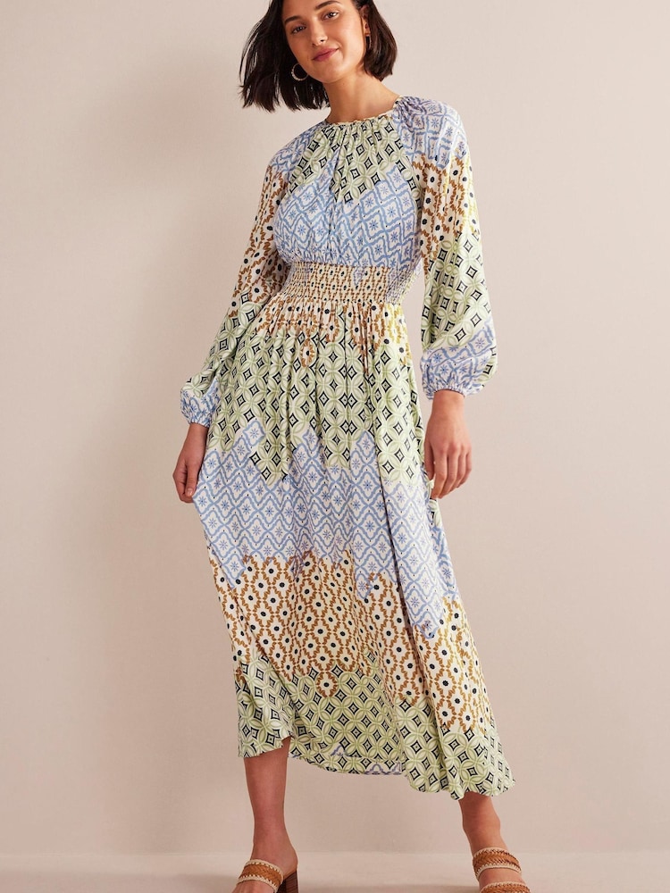 Boden Blue Smocked Waist Raglan Maxi Dress - Image 1 of 5 Boden Blue Smocked Waist Raglan Maxi Dress - Image 1 of 5