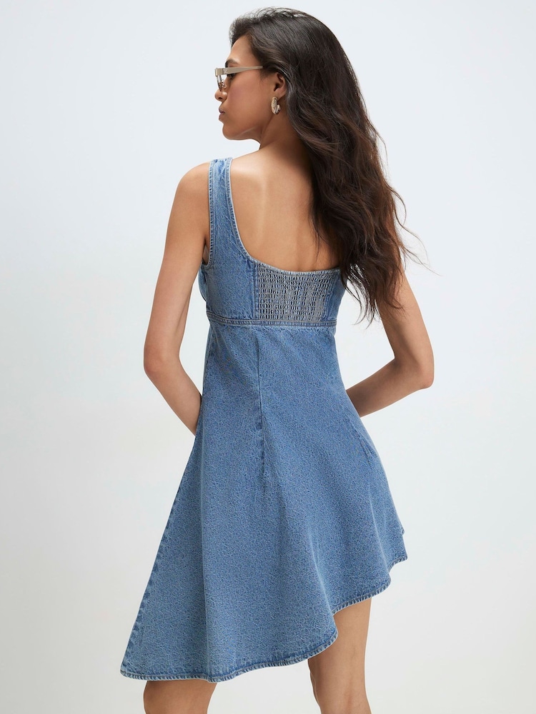 River Island Blue Denim Asymmetric Mini Dress - Image 4 of 4