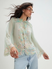 River Island Soft Embroidered Tie Blouse - Bild 1 von 4