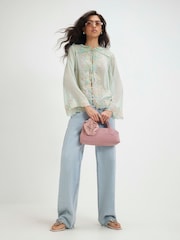 River Island Soft Embroidered Tie Blouse - Bild 3 von 4
