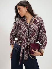 River Island Red Check Pussybow Blouse - Image 1 of 4