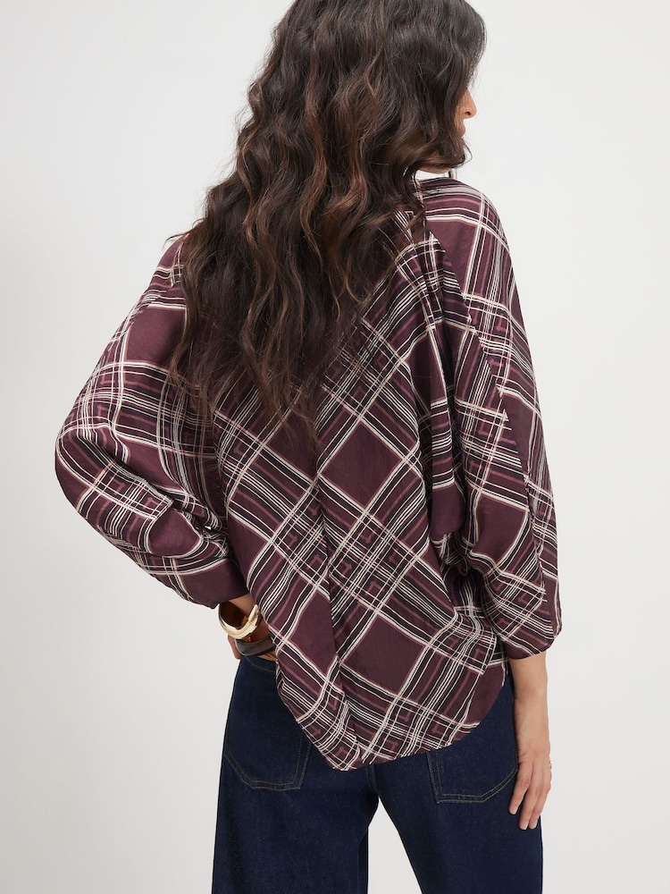 River Island Red Check Pussybow Blouse - Image 2 of 4
