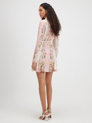 River Island Pink Floral Print Lace Detail Shirt Dress - Image 3 of 4