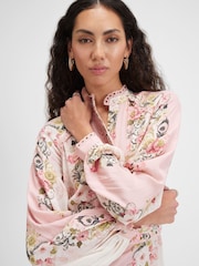 River Island Pink Floral Print Lace Detail Shirt Dress - Image 4 of 4