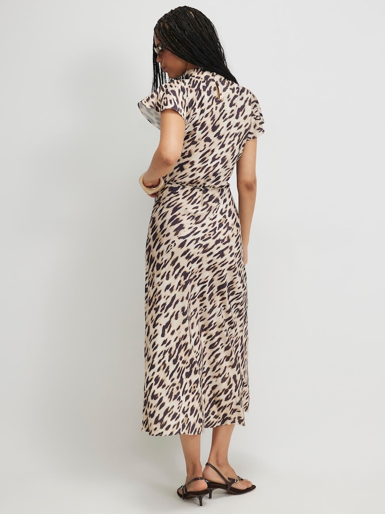 River Island Brown Leopard Print Midi Dress - Image 2 of 4 River Island Brown Leopard Print Midi Dress - Image 2 of 4