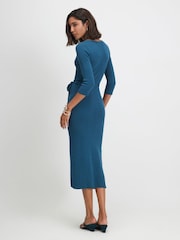 River Island Knit Belted Ribbed Midi Dress - Image 2 de 4