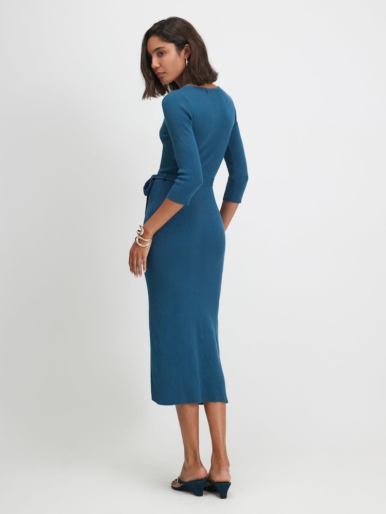 River Island Knit Belted Ribbed Midi Dress - Image 2 de 4 River Island Knit Belted Ribbed Midi Dress - Image 2 de 4