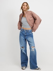 River Island Pink Quilted Bomber Jacket - Image 1 of 4