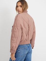 River Island Pink Quilted Bomber Jacket - Image 2 of 4