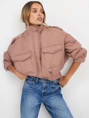 River Island Pink Quilted Bomber Jacket - Image 4 of 4