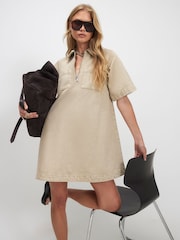 River Island Brown Short Sleeve Zip Front Mini Dress - Image 1 of 4