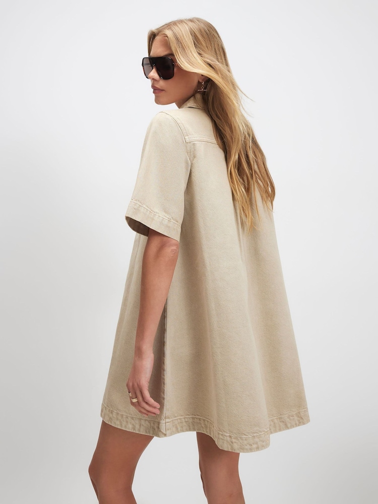 River Island Brown Short Sleeve Zip Front Mini Dress - Image 4 of 4 River Island Brown Short Sleeve Zip Front Mini Dress - Image 4 of 4