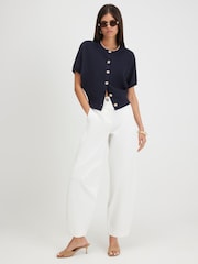 River Island Blue Cotton Knit Cocoon Sleeve Cardigan - Image 1 of 4