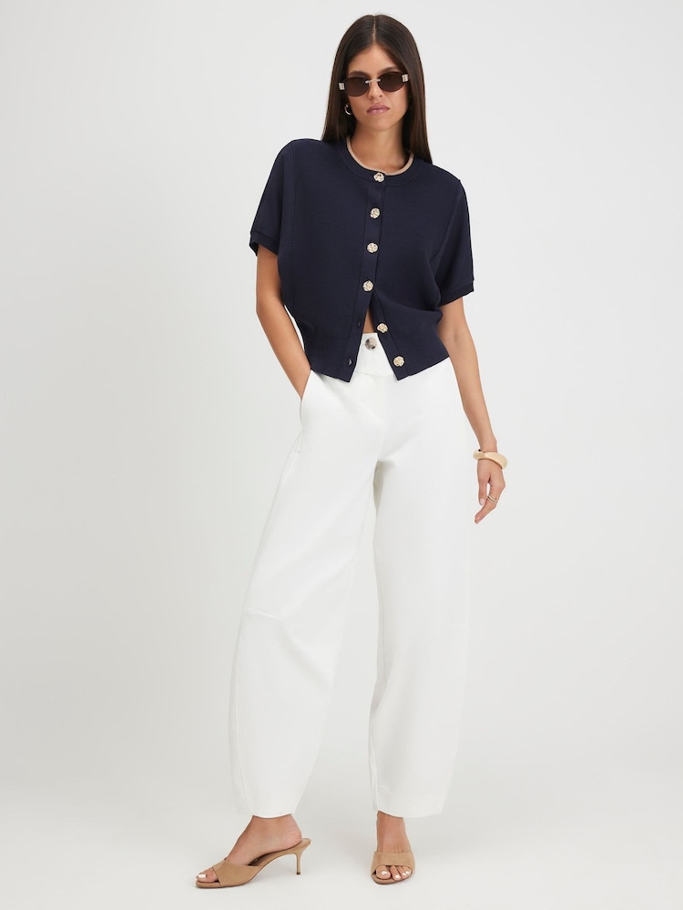 River Island Blue Cotton Knit Cocoon Sleeve Cardigan - Image 1 of 4 River Island Blue Cotton Knit Cocoon Sleeve Cardigan - Image 1 of 4