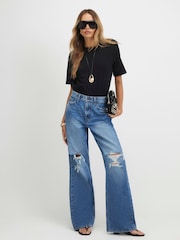 River Island Blue Ripped Relaxed Straight Leg Jeans - Image 1 of 4