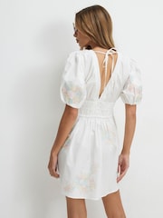 River Island White Cotton Cornelli Floral Mini Dress - Image 2 of 4