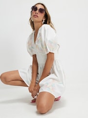 River Island White Cotton Cornelli Floral Mini Dress - Image 3 of 4
