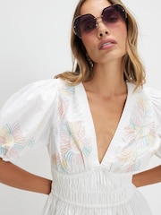 River Island White Cotton Cornelli Floral Mini Dress - Image 4 of 4