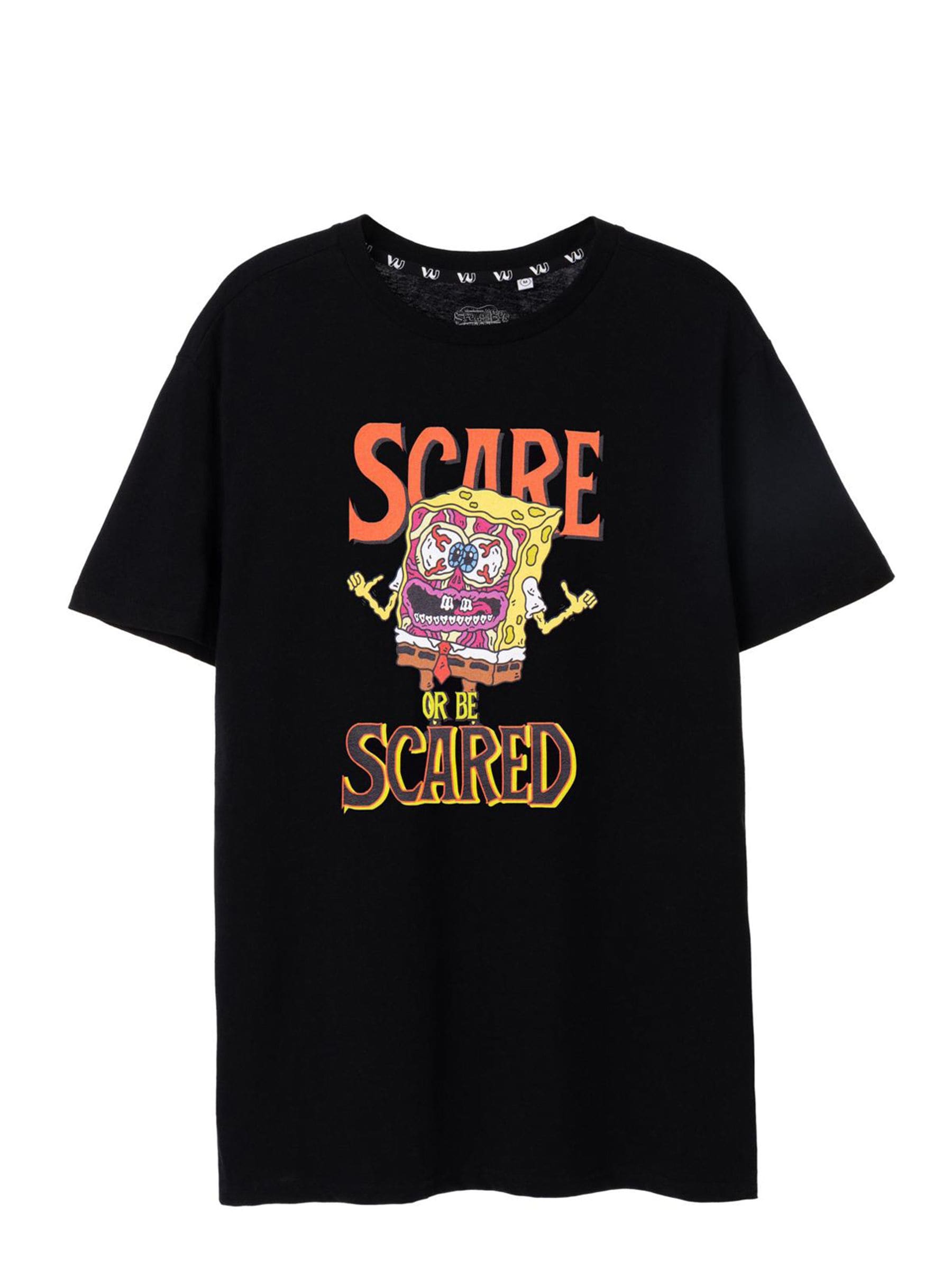 B&Q - Spongebob Squarepants Unisex Black Scare Or Be Scared Short Sleeved T-Shirt (Xxx-Large) - Image 2