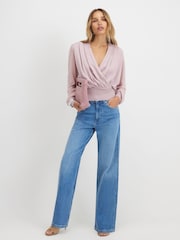River Island Pink Hybrid Knit Long Sleeve Top - Image 2 of 4