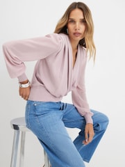 River Island Pink Hybrid Knit Long Sleeve Top - Image 4 of 4