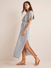 Boden Blue Linen Kaftan Maxi Dress - Image 5 of 7