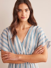 Boden Blue Linen Kaftan Maxi Dress - Image 6 of 7
