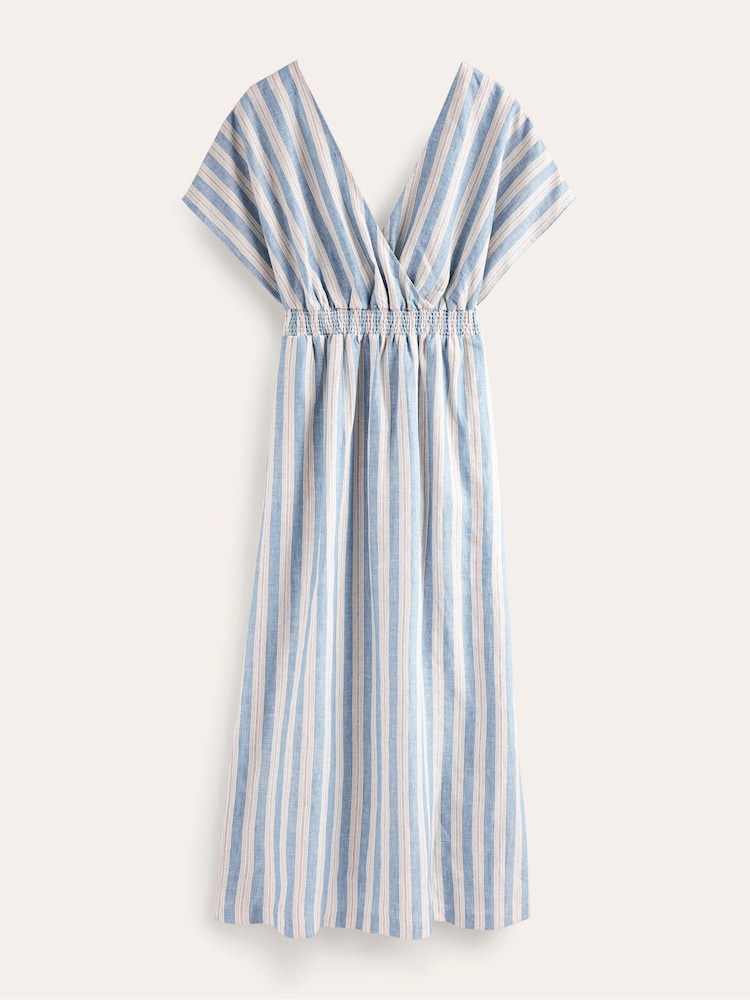 Boden Blue Linen Kaftan Maxi Dress - Image 7 of 7