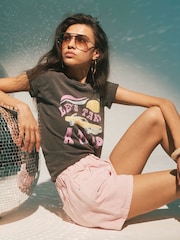 River Island Pink Elasticated Denim Shorts - Image 2 of 4