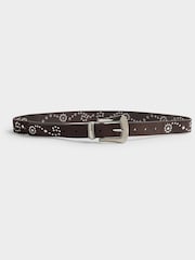 River Island Brown Suede Stud Western Belt - Image 1 of 2