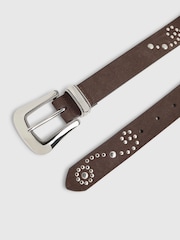 River Island Brown Suede Stud Western Belt - Image 2 of 2