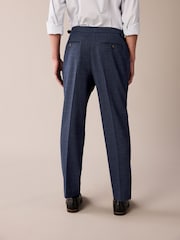 Navy Blue Textured Side Adjuster Trousers - Image 4 of 9