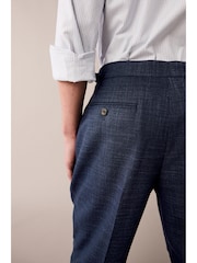 Navy Blue Textured Side Adjuster Trousers - Image 5 of 9