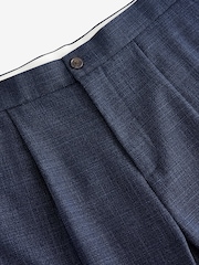 Navy Blue Textured Side Adjuster Trousers - Image 7 of 9