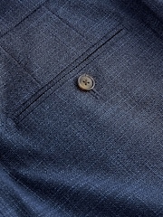 Navy Blue Textured Side Adjuster Trousers - Image 8 of 9