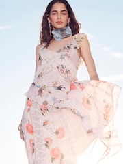 River Island Pink Poet Print Slip Midi Dress - Image 1 of 5