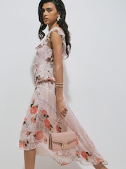 River Island Pink Poet Print Slip Midi Dress - Image 3 of 5