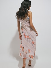 River Island Pink Poet Print Slip Midi Dress - Image 5 of 5