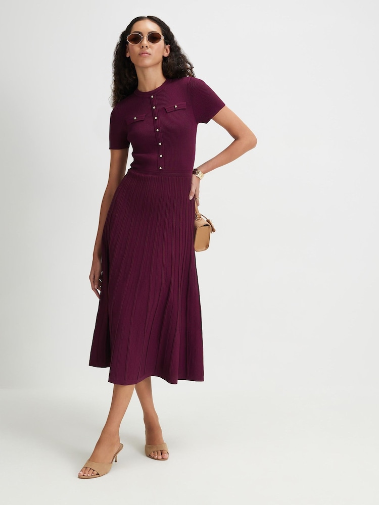River Island Red Pointelle Midi Dress - Image 1 of 4
