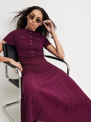 River Island Red Pointelle Midi Dress - Image 3 of 4