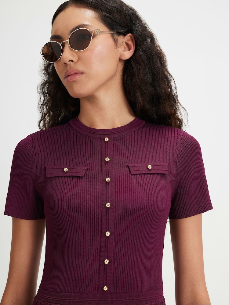 River Island Red Pointelle Midi Dress - Image 4 of 4