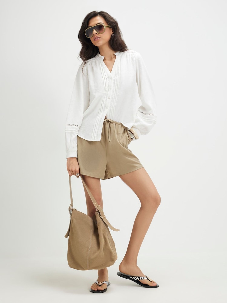 River Island Cotton Long Sleeve Pintuck Blouse - Slika 1 od 4