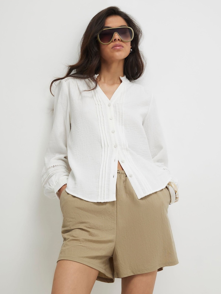 River Island Cotton Long Sleeve Pintuck Blouse - Slika 4 od 4