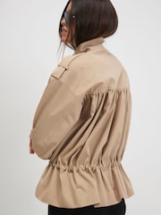 River Island Brown Funnel Neck Tie Waist Bomber Jacket - Image 2 of 4