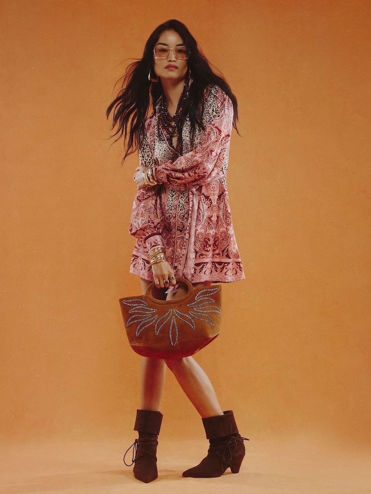 River Island Brown Leopard Paisley Print Shirt Dress - Image 1 of 4 River Island Brown Leopard Paisley Print Shirt Dress - Image 1 of 4