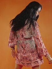 River Island Brown Leopard Paisley Print Shirt Dress - Image 3 of 4