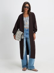 River Island Brown Ribbed Maxi Cardigan - Image 1 of 4